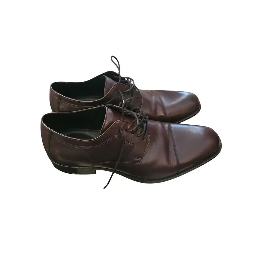 Johnston & Murphy Novick cap toe oxford dress shoes sz 12 wide burgandy leather